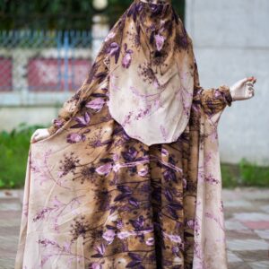 প্রিমিয়াম খিমার এবং প্লাজো সেট – বাদামি ও বেগুনি বেইজ