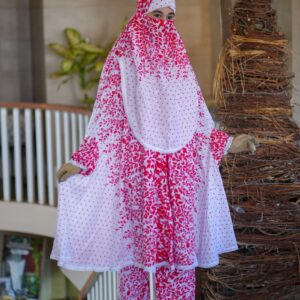 প্রিমিয়াম খিমার এবং প্লাজো সেট – সাদা ও লাল বেইজ